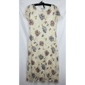 Ronni Nicole Petite 12 Vintage 90s Floral Lace Maxi Shift Dress Cottagecore